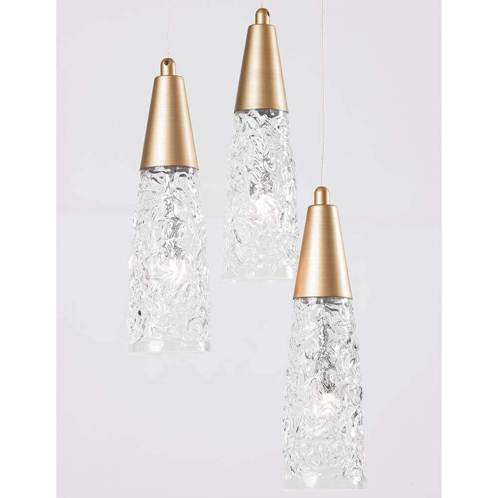 Kovac hanging lamp 3-flame glass gold