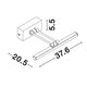 Nova Luce LED wall light Marnell silver, technical view with dimensions, modern design