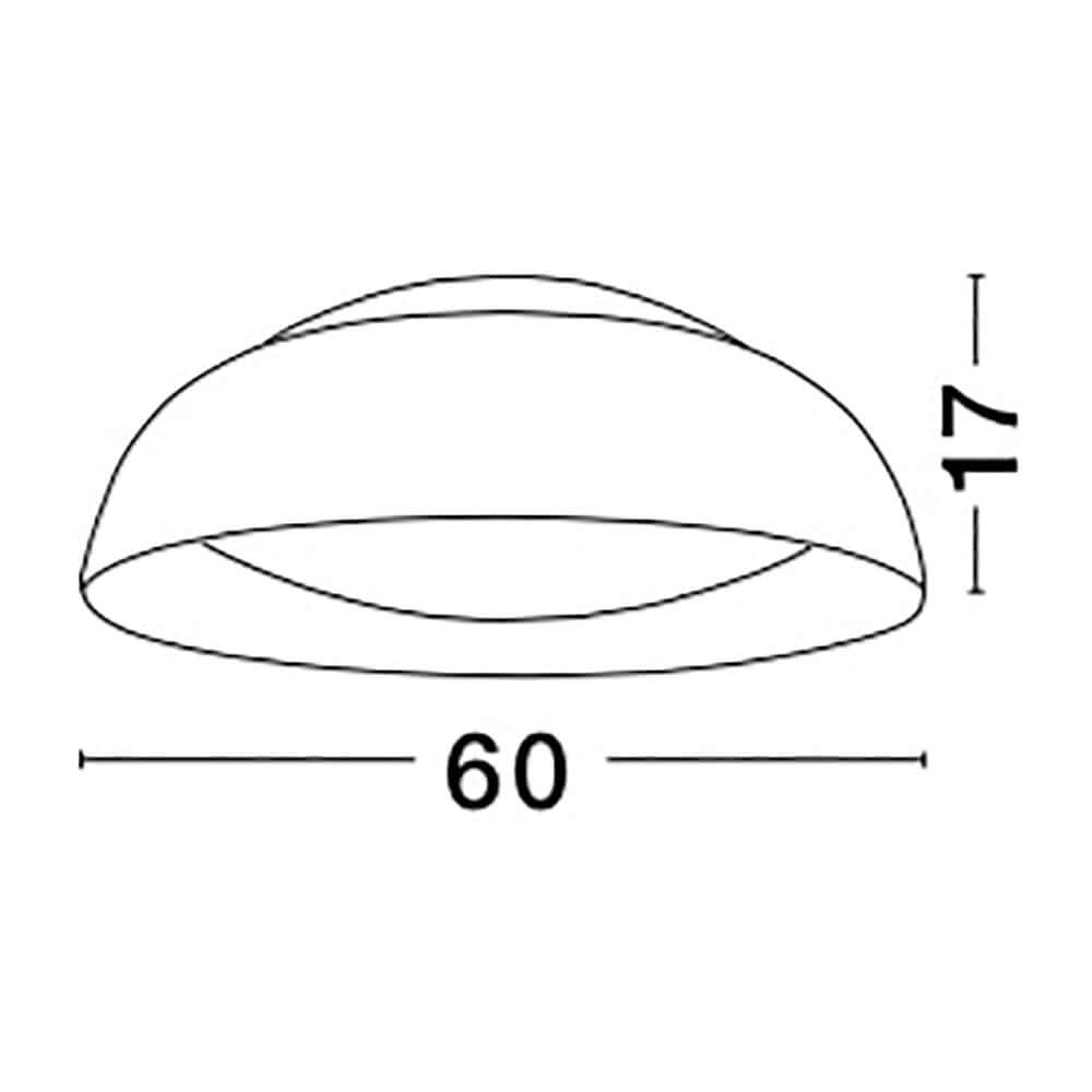 Landon LED Deckenleuchte Schwarz technische Zeichnung mit Maßen 60 cm und 17 cm.