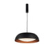 Landon LED Hängelampe Ø 60cm Schwarz in modernem Design mit Holzdetails.