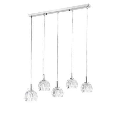 Nova Luce Lara Hängelampe 5-flg. Glas mit elegantem Design aus Aluminium und klarem Glas.