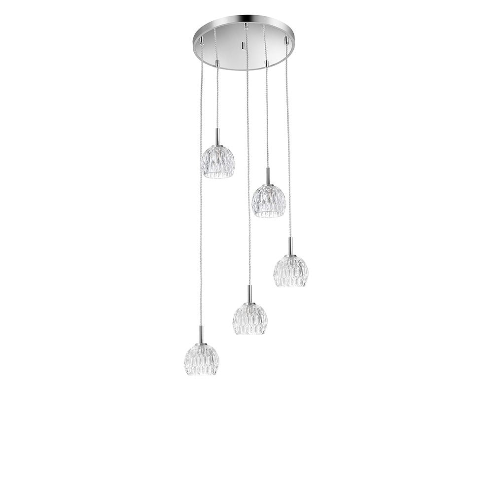 Lara glass hanging light 5 bulbs. Clear