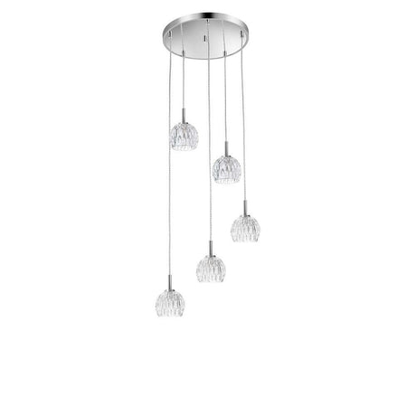 Lara Glas-Hängeleuchte 5-flg. Klar mit elegantem Design und klaren Glaskugeln für stilvolle Beleuchtung.
