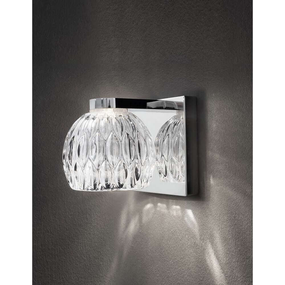 Lara Wandlampe Glas Chrom