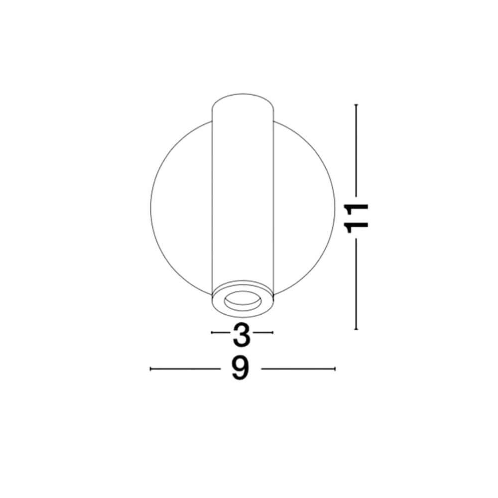 Maßzeichnung der Laredo LED Wandlampe: Höhe 11 cm, Durchmesser 9 cm, Breite 3 cm für Deine Lichtakzente.