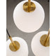Nova Luce Lato Hängelampe 3-flammig Antik-Gold, Weiß - Detailansicht der Lampenschirme und Hängevorrichtung.