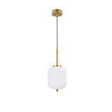 Moderne Lato Hängelampe in Gold und Weiß, perfekt für stilvolle Ess- oder Wohnzimmer.