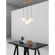 Nova Luce Lato Hängeleuchte 3-flammig Gold, Opal: moderne Pendelleuchte mit goldfarbenem Metall und opalem Glas