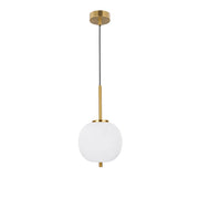 Lato Kugel Hängeleuchte Gold, Weiß - moderne Pendelleuchte aus Messinggold und opalweißem Glas