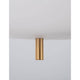 Detailansicht der Lato Kugel Hängeleuchte Gold, Weiß mit goldenem Metallstift und opalweißem Glas.
