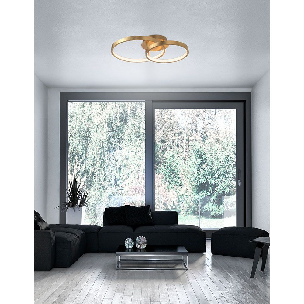 Leon LED Deckenleuchte Metall Gold  Nova Luce   