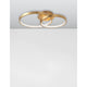 Leon LED Deckenleuchte aus Metall in Gold mit zwei runden Ringen für stilvolle Raumbeleuchtung.