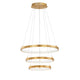 Leon LED Hängeleuchte 3 Ringe in modernem Design mit goldenen Ringen und weißen Acryl-Lichtern.