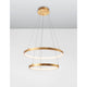 Leon LED Hängeleuchte Ø 60cm Gold - elegante Pendelleuchte mit zwei goldenen Ringen und gleichmäßiger Lichtverteilung.