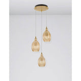 Nova Luce Lingua hanging lamp 3-flame glass champagne