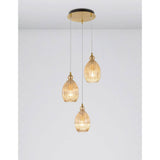 Nova Luce Lingua hanging lamp 3-flame glass champagne