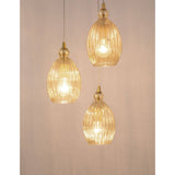 Nova Luce Lingua hanging lamp 3-flame glass champagne