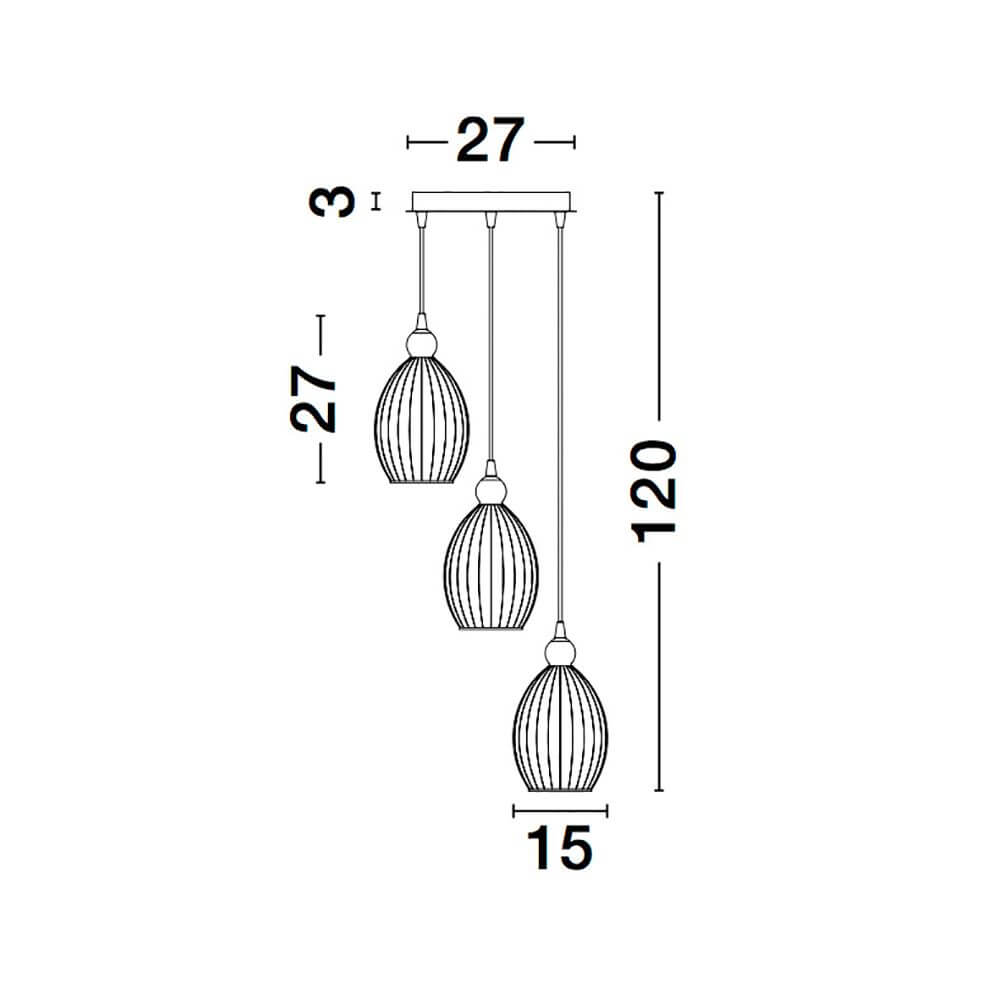 NOVA LUCE LINGUA LAMPE HORTING 3-FLAME VERRE CHARMAGNE