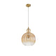 Nova Luce Lingua Pendellampe Messing, Champagner - elegante Deckenleuchte mit champagnerfarbenem Glasschirm.