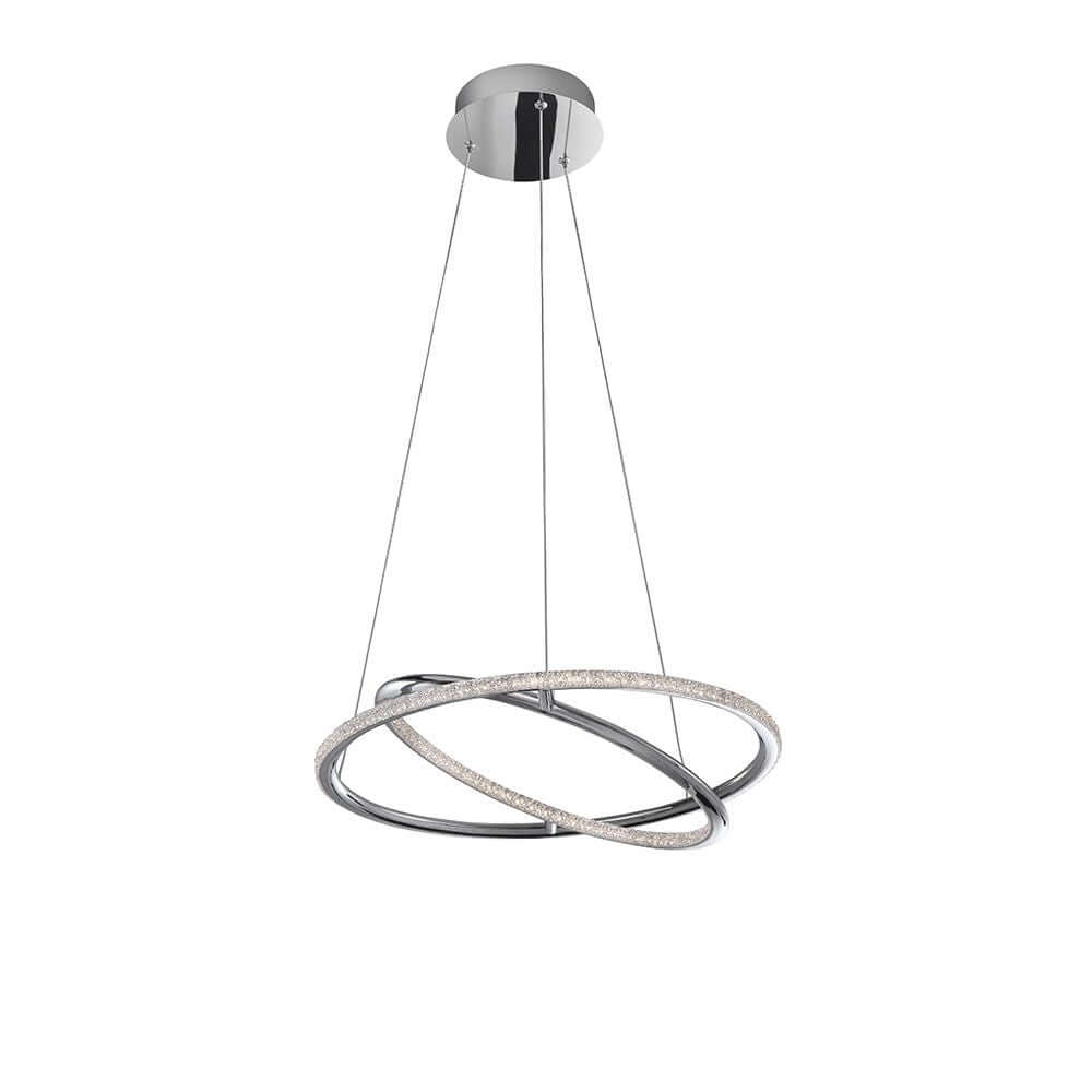 Livorno LED Hängeleuchte Ø 45cm Chrom - elegante Aluminium- und Glas-Deckenleuchte mit LED Lichtquelle.