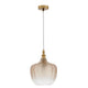 Loni Glas-Pendellampe Verlaufend Farbig in eleganter Form mit goldfarbenem Metall und champagnerfarbener Glasglocke.