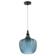 Loni Glas-Pendellampe Verlaufend Farbig in modernem Design mit blauem Glas und schwarzem Metall.