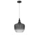 Loni Glas-Pendellampe Verlaufend Farbig mit geschwungenem Design und edlem Schwarz-Metallic-Finish.