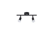 Lup 2-light ceiling spotlight made of black metal with two adjustable spotlights for optimal light distribution.