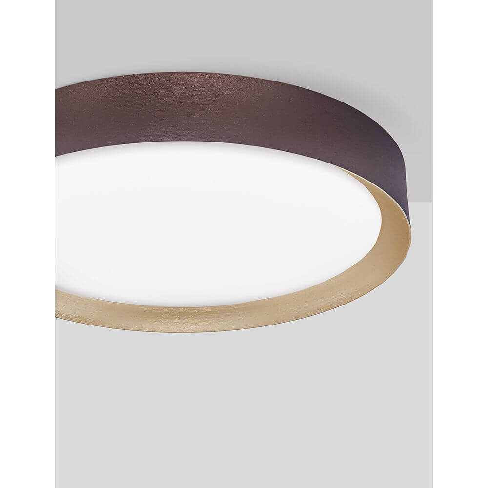Luton LED Deckenleuchte Ø 55cm – moderne runde Deckenleuchte mit braun-goldenem Rand und warmweißem LED-Licht für Wohn- und Esszimmer