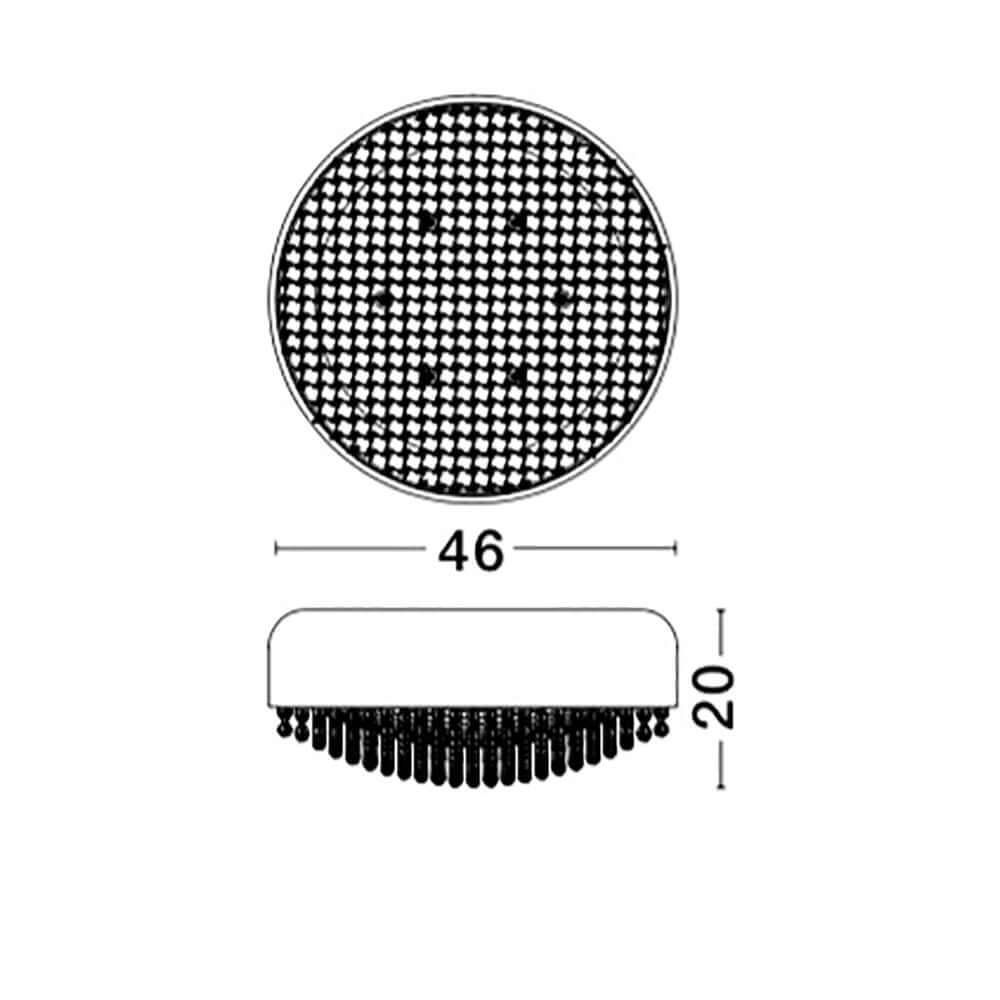 Lyon Deckenlampe Weiß technische Zeichnung mit Durchmesser 46 cm und Höhe 20 cm.