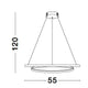 Malvi LED Hängelampe Sandig-Schwarz Maße 120 cm Höhe, 55 cm Durchmesser, modernes Design.