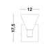 Nova Luce Marce LED wall light gold with clear glass body, technical drawing with dimensions
