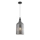 Marou Glas-Pendellampe Rauchfarben mit rauchigem Glas und schwarzem Metalldetails.