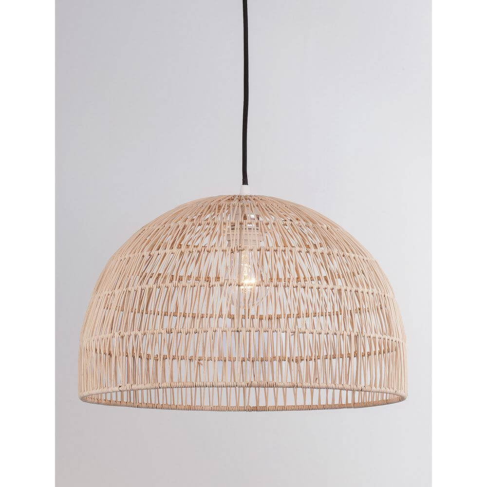 Melody Natur Rattan Hängelampe Halbsphäre