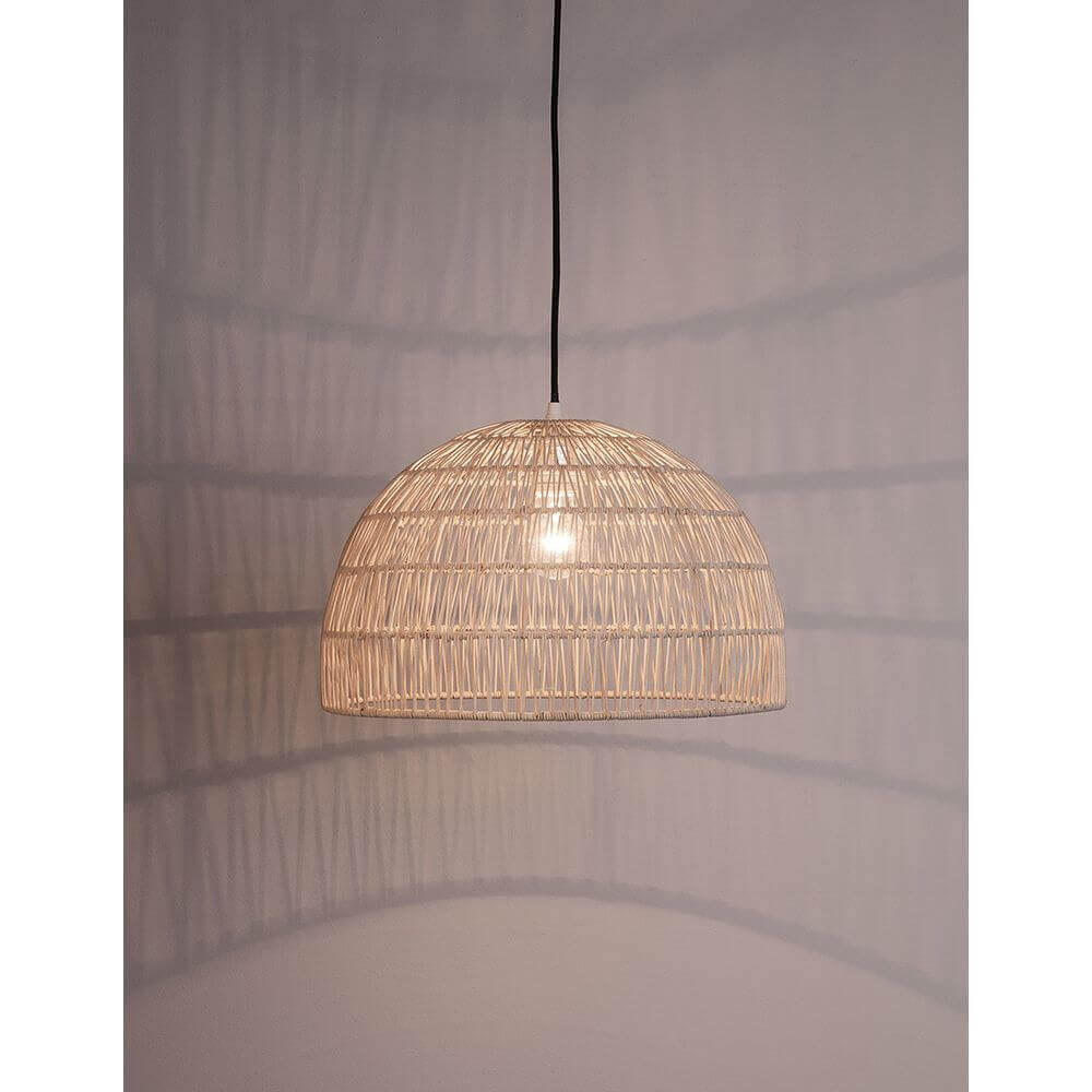 Melody Natur Rattan Hängelampe Halbsphäre