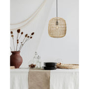 Melody Rattan Hängeleuchte Holzfarben, natürliche Pendelleuchte aus Rattan für Ess- und Wohnzimmer