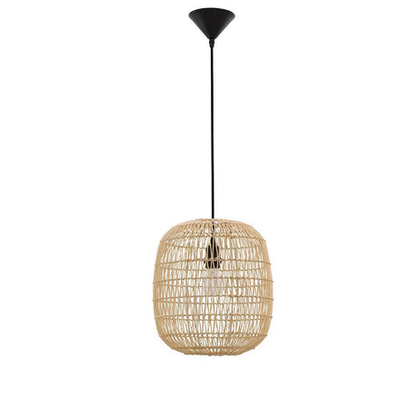 Melody rattan pendant light in wood colour with stylish weave made of light natural rattan
