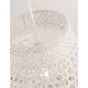 Mia Hängelampe Rattan Weiß - Detailansicht der Pendelleuchte aus Rattan mit hellem, geflochtenem Design.