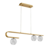 Mirano glass pendant light 3-bulb steel modern ceiling light with three glass spheres in a clear design.