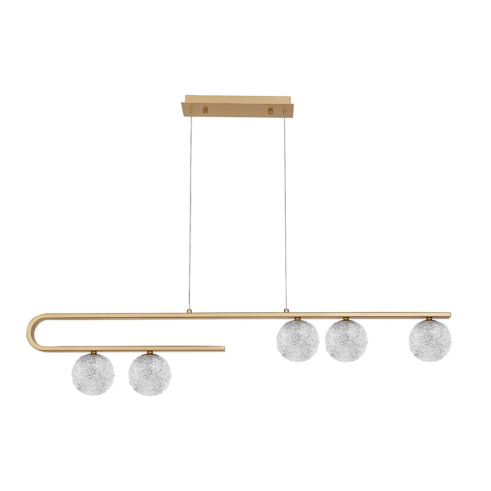 Mirano Hängeleuchte mit 5 Kugeln aus Glas in Gold und transparent, ideal für Ess- und Wohnzimmer, modernes Design.