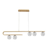 Mirano Hängeleuchte mit 5 Kugeln aus Glas in Gold und transparent, ideal für Ess- und Wohnzimmer, modernes Design.