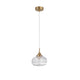 Nova Luce Mond Pendelleuchte Metall Klar mit klarer Glasglocke und satiniertem Goldmetall, elegantes Design.