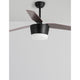Monsoon LED Deckenventilator in mattschwarzem Stahl mit Eichenschaufeln und integrierter LED-Beleuchtung.