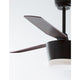 Monsoon LED Deckenventilator mit mattschwarzem Stahl und Eichenholzflügeln, elegante Beleuchtung und fünf Geschwindigkeiten.