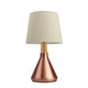 Montes Metall Tischlampe mit Textilschirm, eleganter Metall-Look und beigem Stoffschirm für wohnliche Akzente.