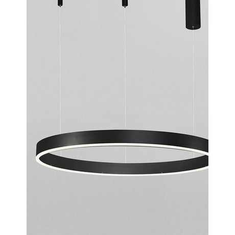Motif LED Hängeleuchte Ø 100cm in Schwarz mit minimalistischem Design und integrierter Beleuchtung.
