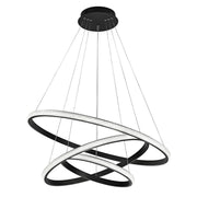 Nager LED Hängelampe 3-Ringe Schwarz, moderne schwarze Pendelleuchte mit drei LED-Ringen