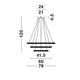 Nager LED Hängelampe 3-Ringe Schwarz Maßzeichnung mit Höhen- und Breitenangaben