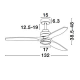 Ventilateur LED de nature Ø 132 cm Matt White