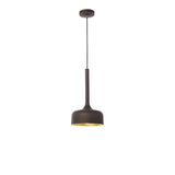 Nuorese Metall-Pendellampe in Braun mit goldener Innenseite, modernes Design für Ess- und Wohnzimmer.